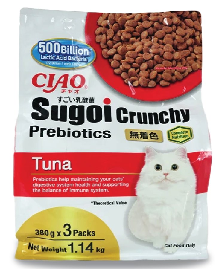 CIAO SUGOI CRUNCHY TON BALIKLI PREBİOTİK KEDİ MAMASI 380 GRX3 PAKET (1.14 KG)
