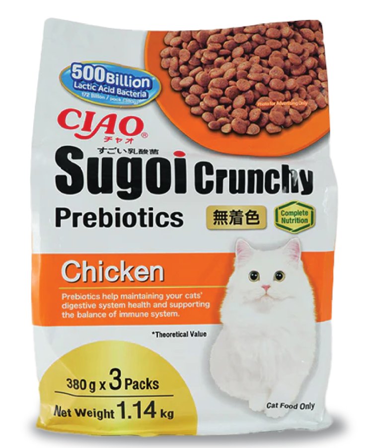 CIAO SUGOI CRUNCHY TAVUKLU PREBİOTİK KEDİ MAMASI 380 GRX3 PAKET (1.14 KG)