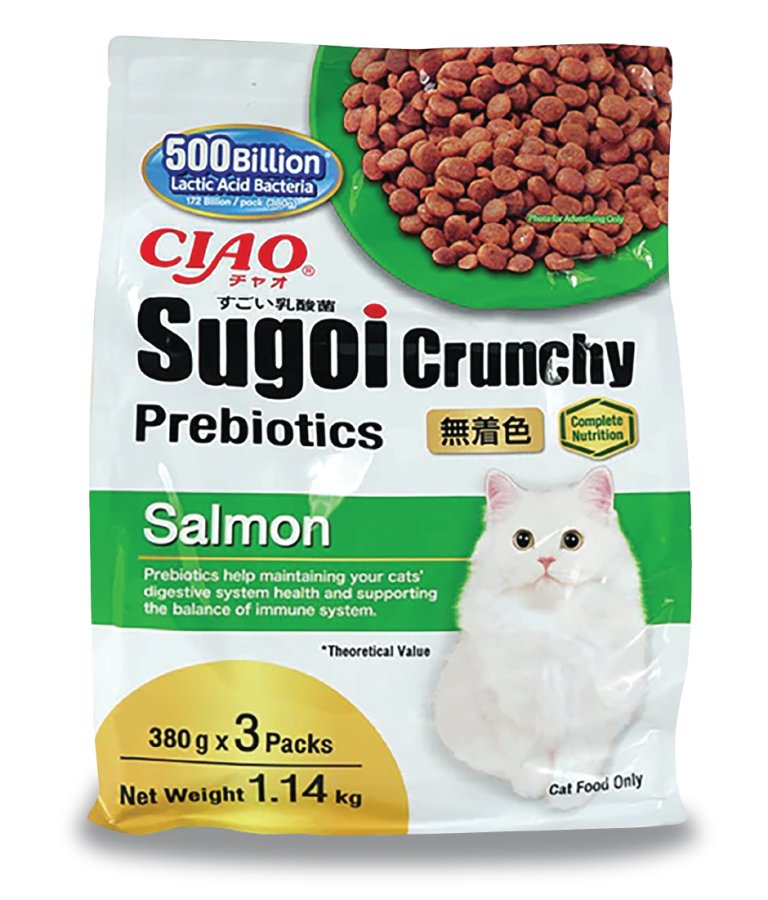 CIAO SUGOI CRUNCHY SOMONLU PREBİOTİK KEDİ MAMASI 380 GRX3 PAKET (1.14 KG)