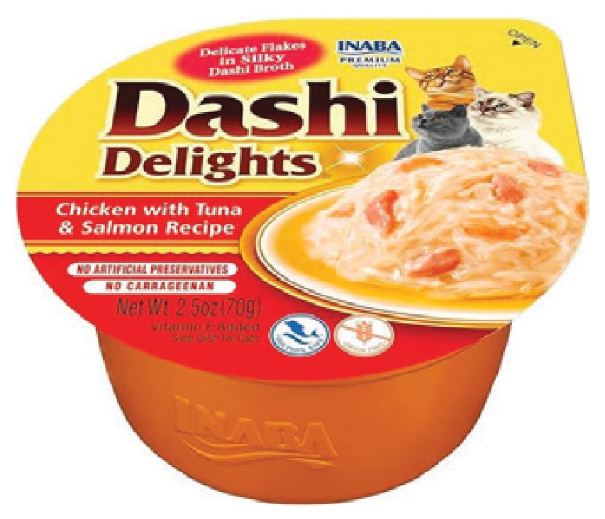 CIAO DASHI DELIGHTS TAVUK & TON VE SOMON BALIKLI KEDİ ÇORBASI (KUTU İÇİ 6'LI KOLİ İÇİ 48'Lİ)