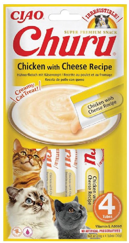 CIAO CHURU CREAM TAVUKLU VE PEYNİRLİ KEDİ ÖDÜL KREMASI (KUTU İÇİ 12'Lİ KOLİ İÇİ 48'Lİ)