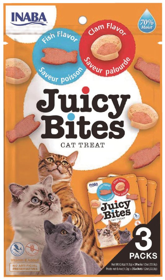 INABA CIAO JUICY BITES BALIKLI VE İSTİRİDYELİ KEDİ ÖDÜL MAMASI (KUTU İÇİ 6'LI KOLİ İÇİ 48'Lİ)