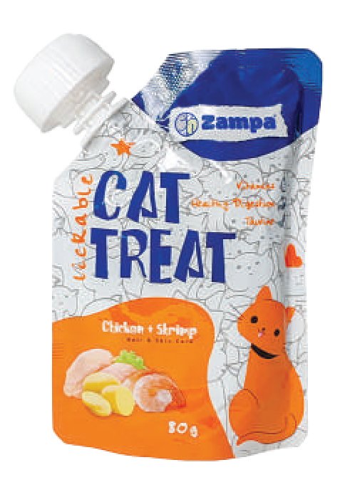 ZAMPA PUDİNG KEDİ ÖDÜLÜ - TAVUK ETLİ & KARİDESLİ - 10(10x80g)