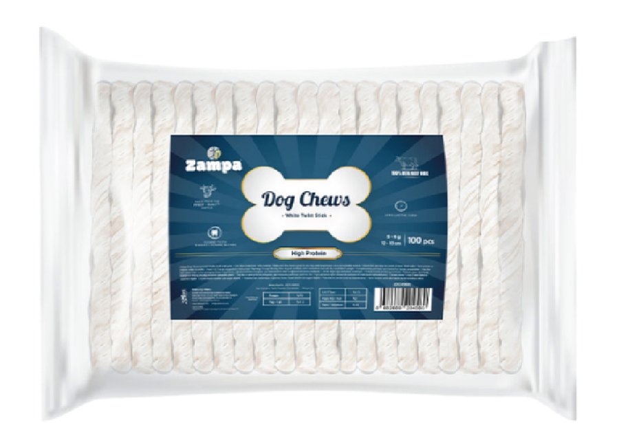 ZAMPA BEYAZ BURGU ÇUBUK (STİCKS) KEMİK KÖPEK ÖDÜLÜ 100 LÜ 5 GR