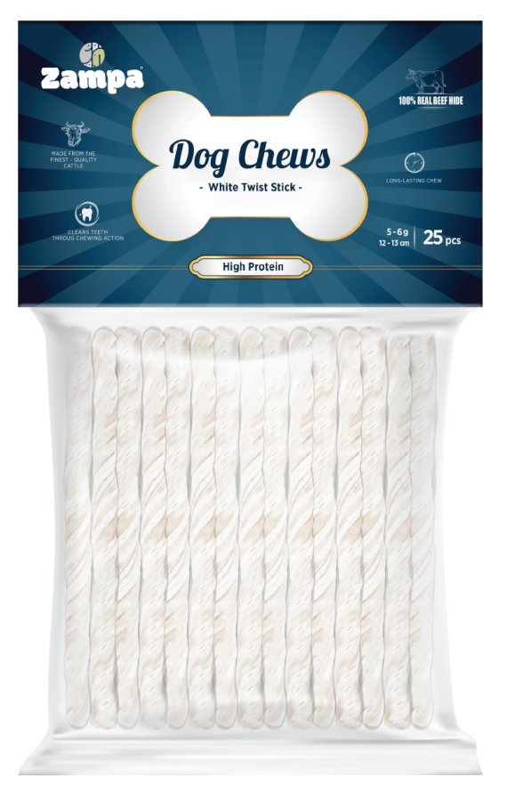 ZAMPA BEYAZ BURGU ÇUBUK (STİCKS) KEMİK KÖPEK ÖDÜLÜ 25 Lİ 5 GR